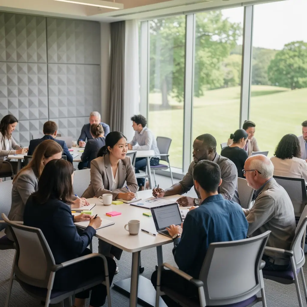 Планировка офиса с выделенными зонами для фокусировки и совместной работы.