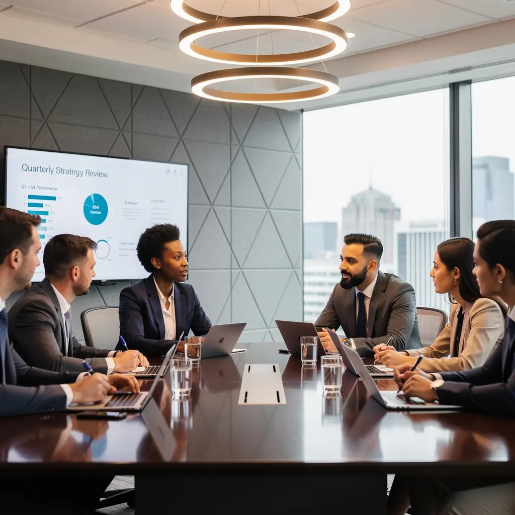 Рабочее пространство с гибкой мебелью, адаптирующееся под разные задачи.